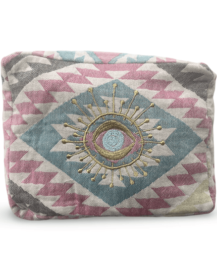 Casa Duniya Evil Eye Embroidered Cosmetic & Toiletry Bags Evil Eye 5 Multi-Colored Ohana Cosmetic Pouch