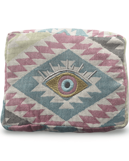 Casa Duniya Evil Eye Embroidered Cosmetic & Toiletry Bags Evil Eye 6 Multi-Colored Ohana Cosmetic Pouch