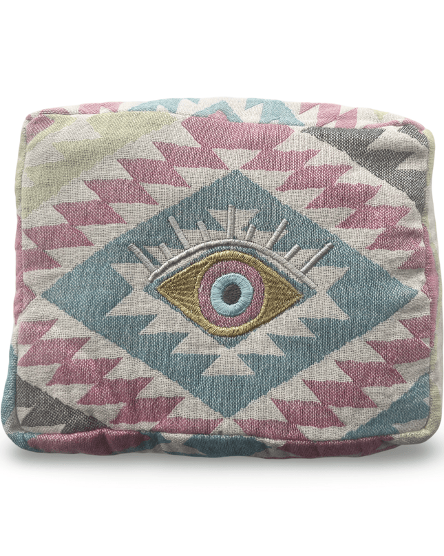 Casa Duniya Evil Eye Embroidered Cosmetic & Toiletry Bags Evil Eye 6 Multi-Colored Ohana Cosmetic Pouch