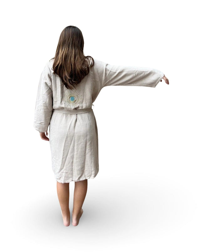 Casa Duniya Evil Eye Embroidered Robe Beige Fairuz Robe
