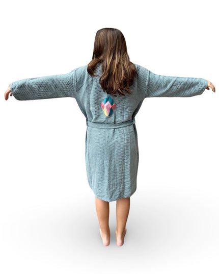 Casa Duniya Evil Eye Embroidered Robe Teal Fairuz Robe