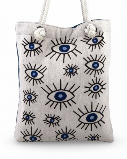 Casa Duniya Evil Eye Tote Bag Faria Evil Eye Canvas Beach Bag