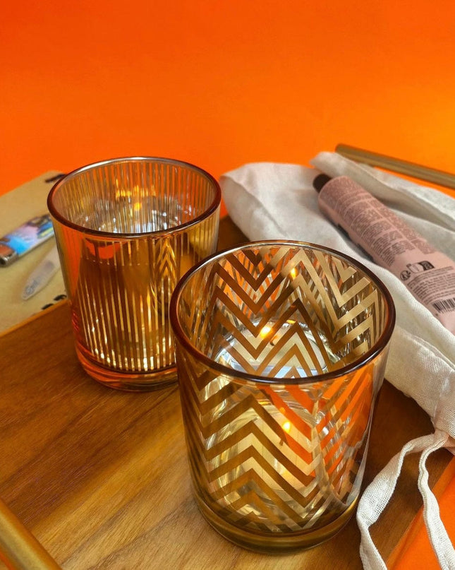 Casa Duniya Gold Glass Candle Holder Mira Candle Holder