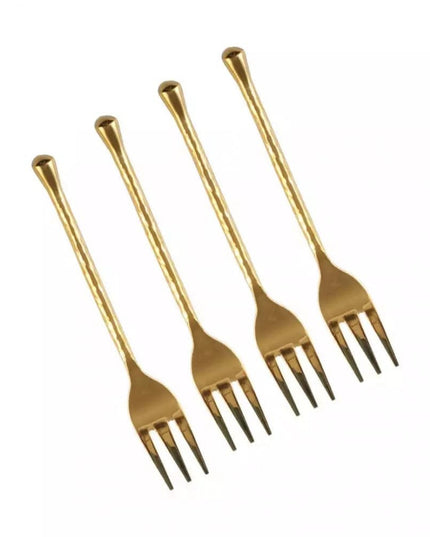 Casa Duniya Gold Hammered Dessert Fork Set Ruva Dessert Forks (set of 4)