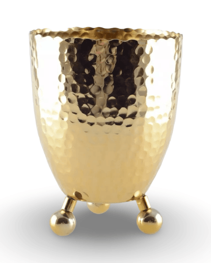 Casa Duniya Hammered Gold Ice Bucket Gold Chameli Ice Bucket with Tongs
