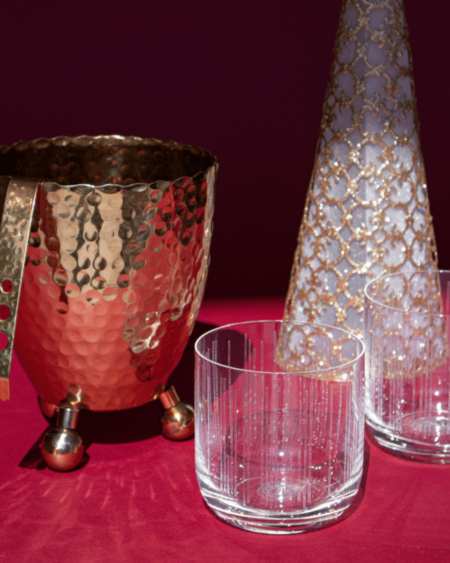 Casa Duniya Hammered Gold Ice Bucket Gold Chameli Ice Bucket with Tongs