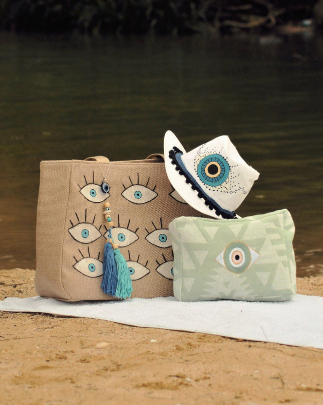 Casa Duniya Hand-Painted Canvas Tote Bag Nissi Canvas Beach Bag