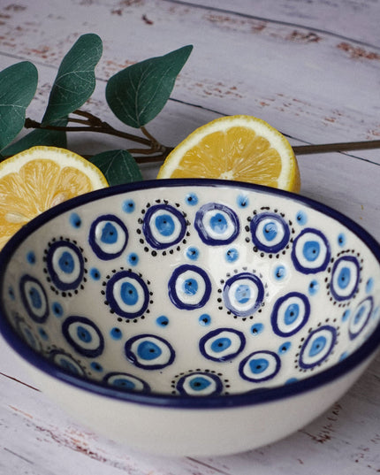 Casa Duniya Hand-Painted Ceramic Evil Eye Bowl Round Nazar Bowl