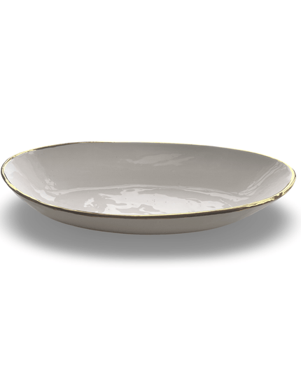 Casa Duniya Hand-Painted Ceramic Serving Platter Gold Margarita Serving Plate