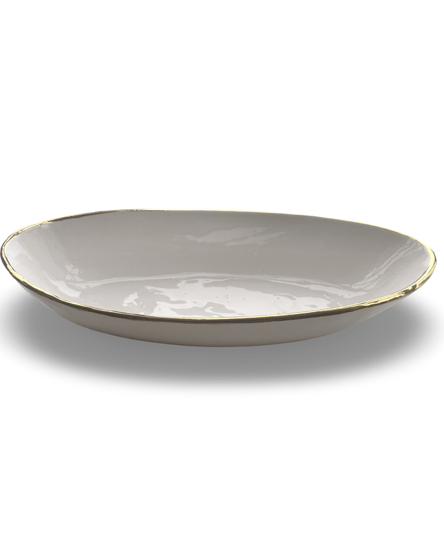 Casa Duniya Hand-Painted Ceramic Serving Platter Gold Margarita Serving Plate