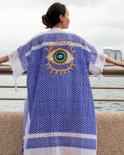 Casa Duniya Hand-Painted Cotton Beach Cover-Ups Tyre Kaftans