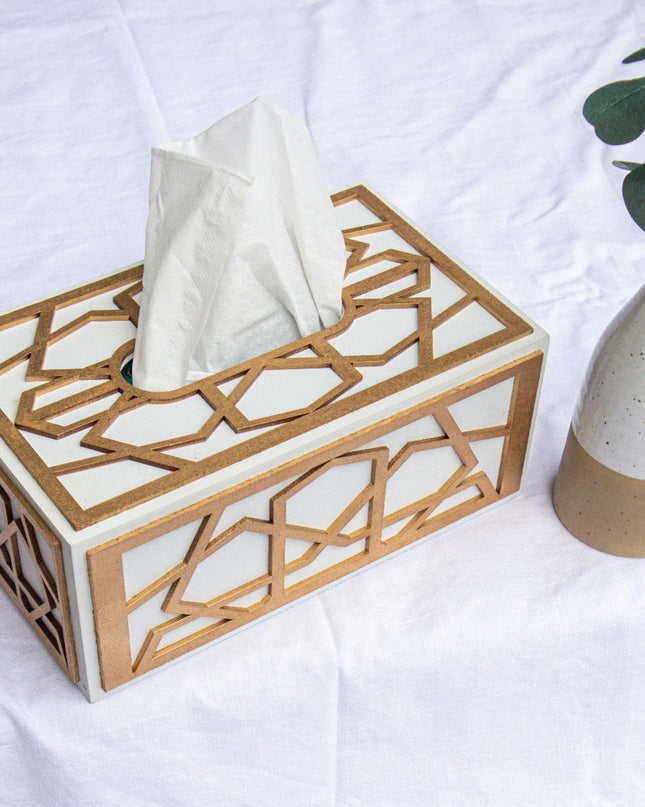 Casa Duniya Hand-Painted Decorative Tissue Box Holder Yulan Tissue Box Holder