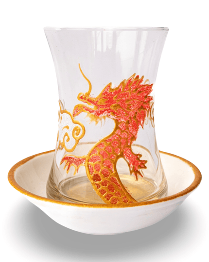 Casa Duniya Hand-Painted Dragon Tea Set Lina Teacups (set of 6)