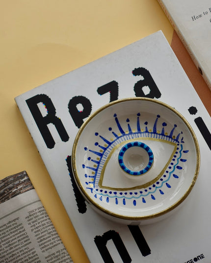 Casa Duniya Hand-Painted Evil Eye Palo Santo Holder Shanti Palo Santo Holder