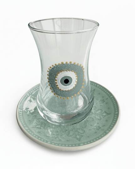 Casa Duniya Hand-Painted Evil Eye Teacup Set Salma Teacups (set of 6)