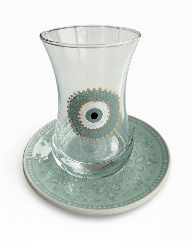 Casa Duniya Hand-Painted Evil Eye Teacup Set Salma Teacups (set of 6)