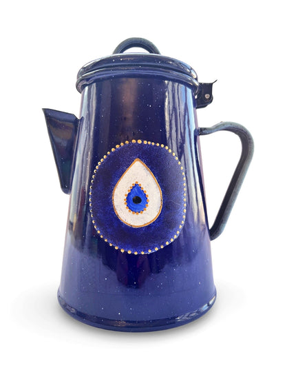 Casa Duniya Hand-Painted Evil Eye Teapot Blue Evil Eye Metal Nazar Teapots