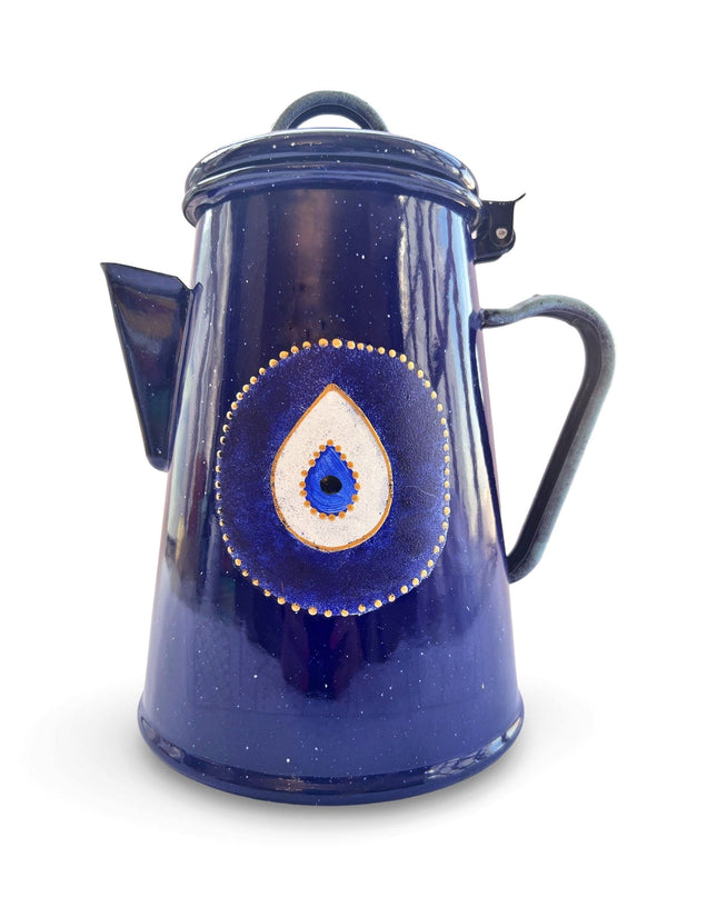Casa Duniya Hand-Painted Evil Eye Teapot Blue Evil Eye Metal Nazar Teapots