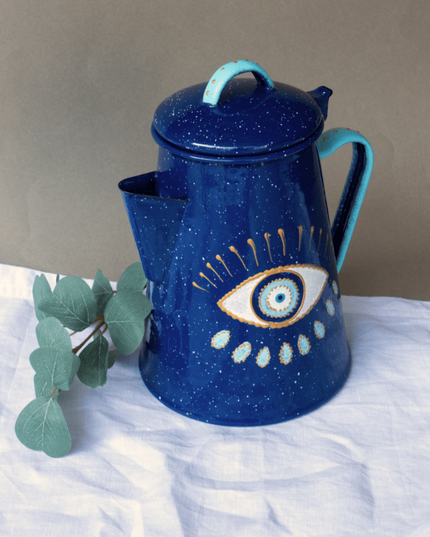 Casa Duniya Hand-Painted Evil Eye Teapot Metal Nazar Teapots