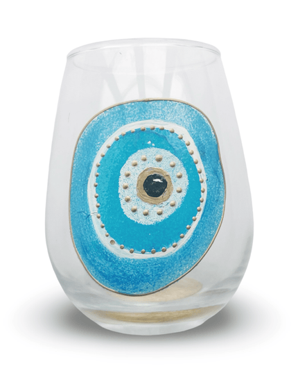 Casa Duniya Hand-Painted Evil Eye Water Glasses Aliya Water Glasses (set of 6)