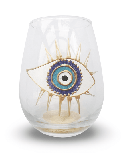 Casa Duniya Hand-Painted Evil Eye Water Glasses Nora Water Glasses (set of 6)