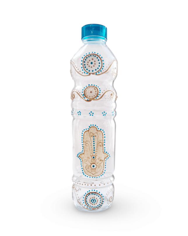 Casa Duniya Hand-Painted Hamsa Water Bottle Sadia Water Bottle