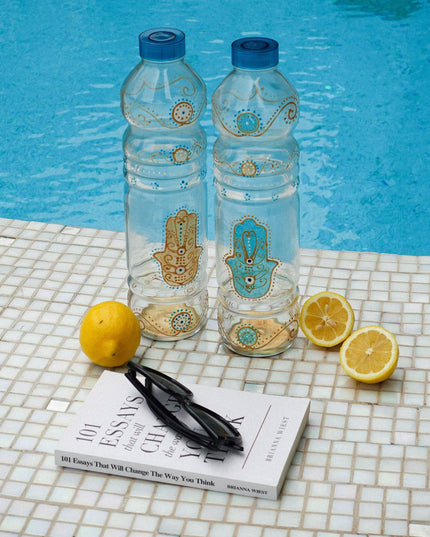 Casa Duniya Hand-Painted Hamsa Water Bottle Sadia Water Bottle