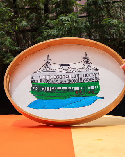 Casa Duniya Hand-Painted Hong Kong Star Ferry Tray Hong Kong Star Ferry Tray