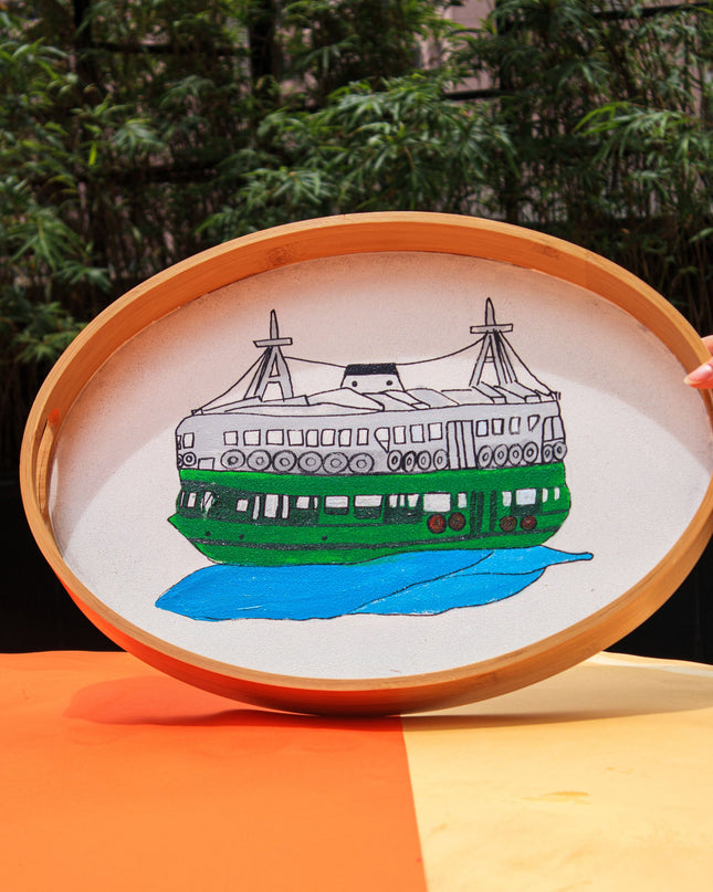 Casa Duniya Hand-Painted Hong Kong Star Ferry Tray Hong Kong Star Ferry Tray