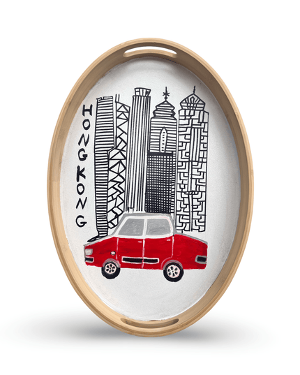 Casa Duniya Hand-Painted Hong Kong Taxi Tray Hong Kong Taxi Tray