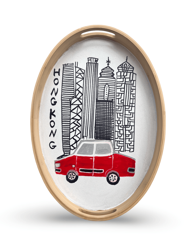 Casa Duniya Hand-Painted Hong Kong Taxi Tray Hong Kong Taxi Tray