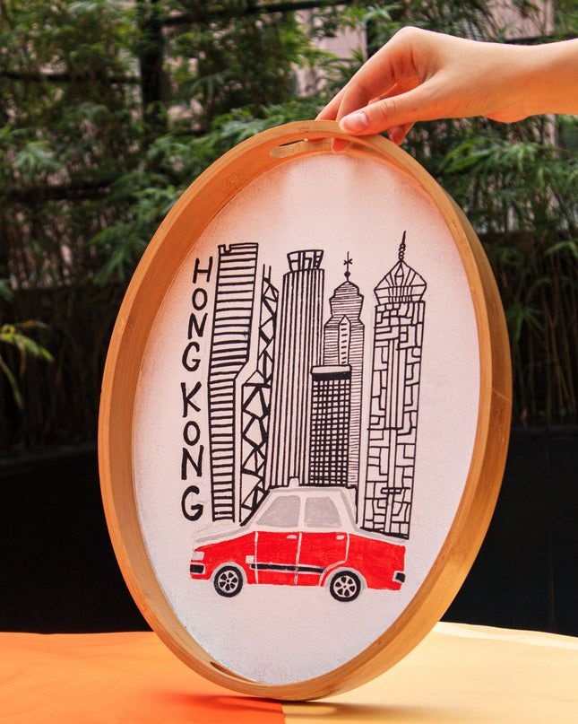 Casa Duniya Hand-Painted Hong Kong Taxi Tray Hong Kong Taxi Tray