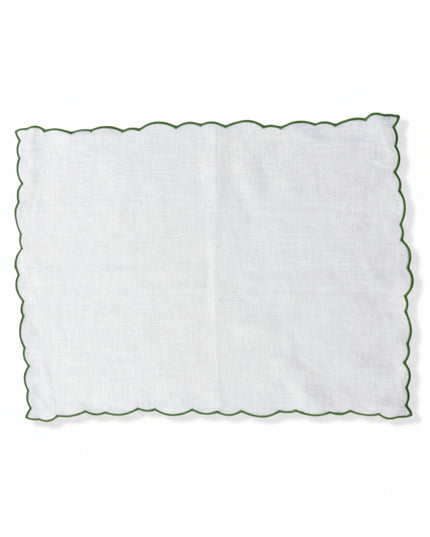 Casa Duniya Handcrafted Placemat White Linen Scalloped Placemats