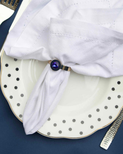Casa Duniya Joanna Buchanan Napkin Ring Set Indigo Enamel Gem Napkin Ring (set of 4)