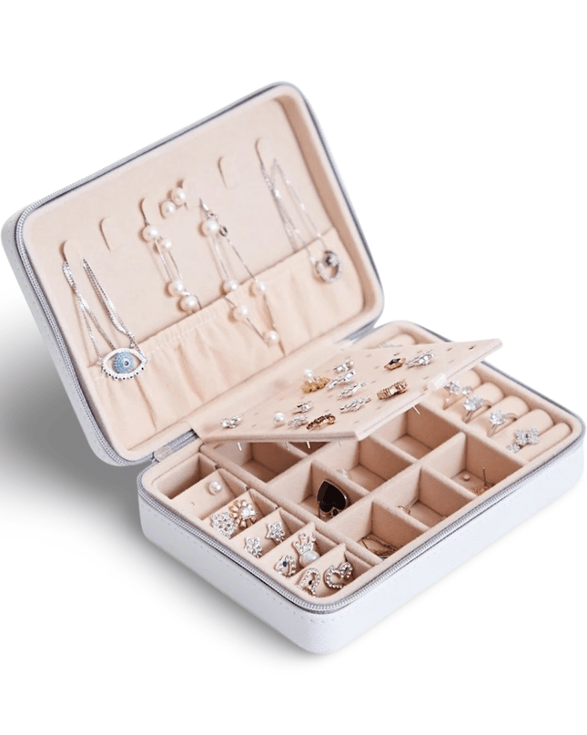 Casa Duniya Leather Jewelry Storage White Rectangular Jewelry Boxes