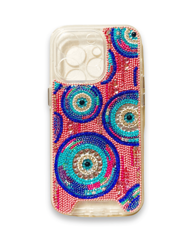 Casa Duniya Mobile Phone Accessories Pink Evil Eye Embellished Iphone 14/15 Pro Cases
