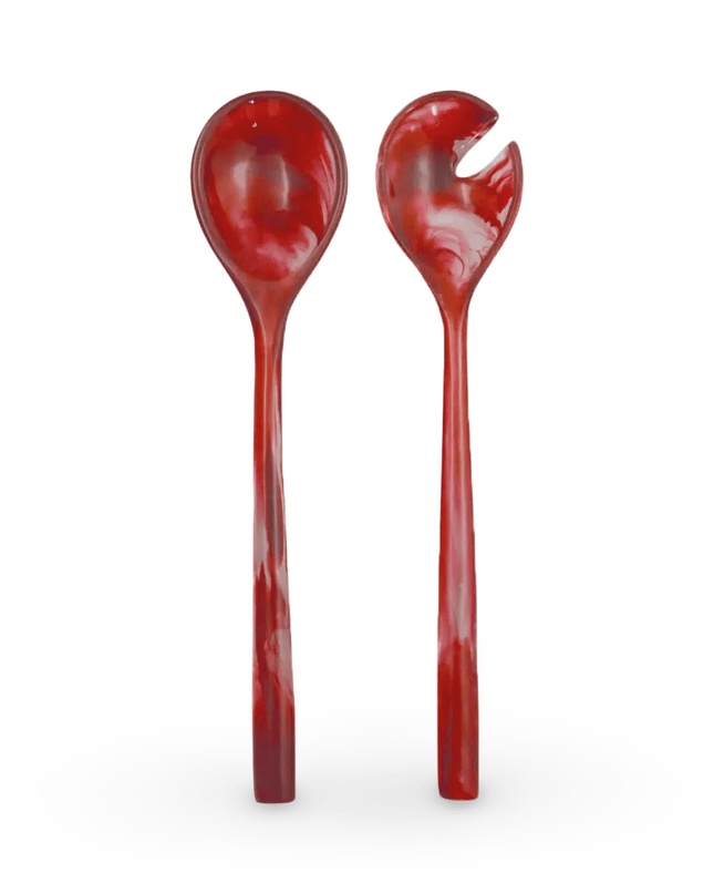 Casa Duniya Resin Salad Servers Red Colorful Resin Salad Servers