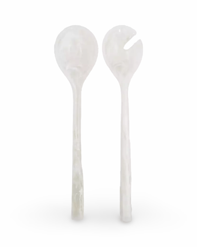 Casa Duniya Resin Salad Servers White Colorful Resin Salad Servers