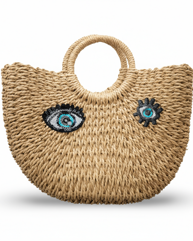 Casa Duniya Sequins Evil Eye Tote Bag Abigail Evil Eye Beach Bag