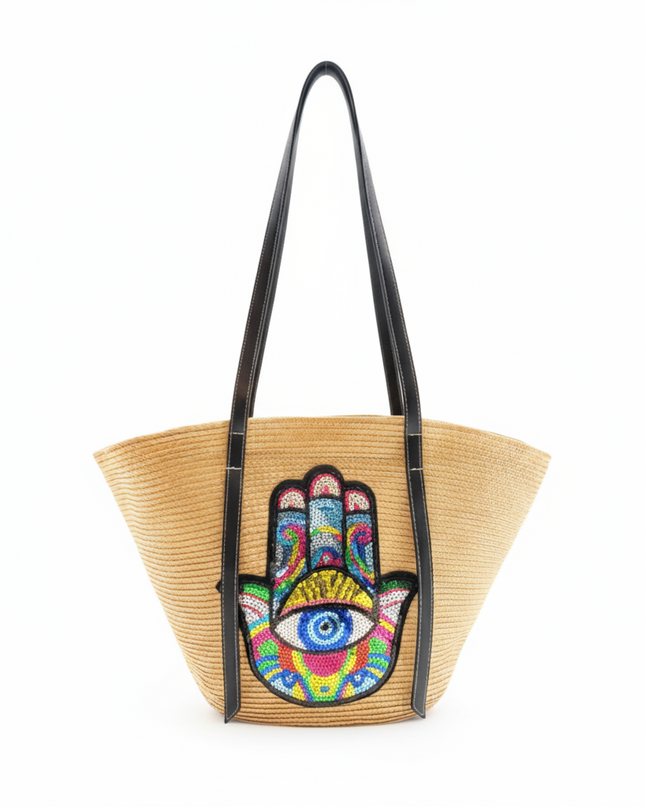 Casa Duniya Sequins Evil Eye Tote Bag Adina Evil Eye Beach Bag