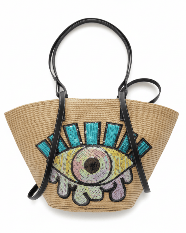 Casa Duniya Sequins Evil Eye Tote Bag Delilah Evil Eye Beach Bag
