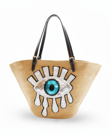 Casa Duniya Sequins Evil Eye Tote Bag Leah Evil Eye Beach Bag