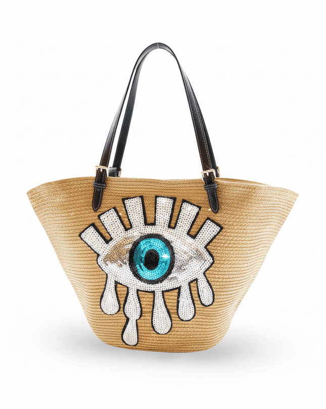 Casa Duniya Sequins Evil Eye Tote Bag Leah Evil Eye Beach Bag