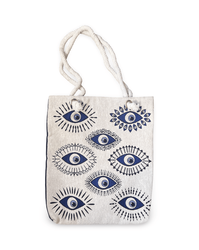 Casa Duniya Evil Eye Tote Bag Cairo Evil Eye Canvas Beach Bag