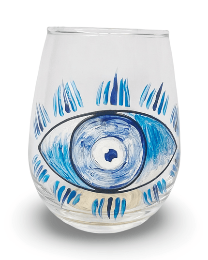 Casa Duniya Hand-Painted Evil Eye Water Glasses Maryam Water Glasses (set of 6)