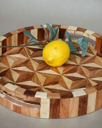 Casa Duniya Wooden Decorative Tray Kalpana Round Tray