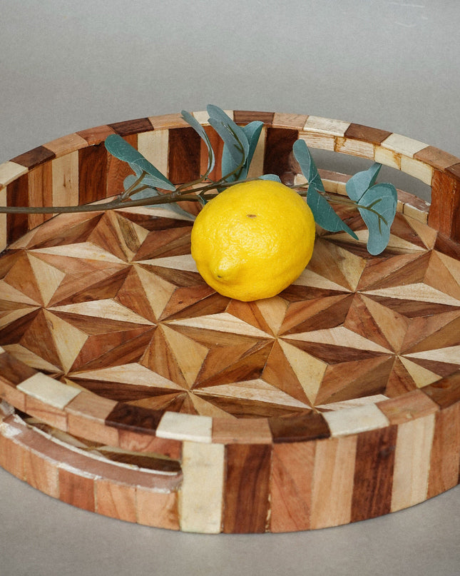Casa Duniya Wooden Decorative Tray Kalpana Round Tray