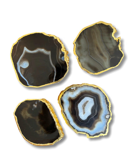 Casa Duniya Agate Coasters Black Kesseki Coasters (set of 4)