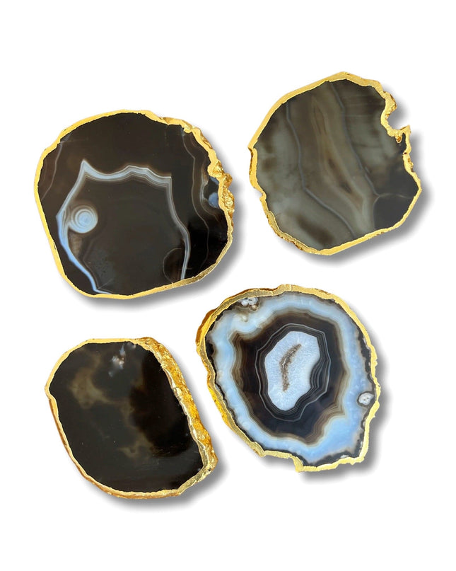 Casa Duniya Agate Coasters Black Kesseki Coasters (set of 4)