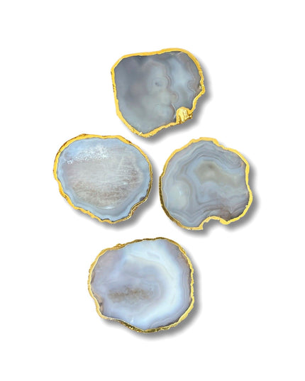 Casa Duniya Agate Coasters Gray Kesseki Coasters (set of 4)